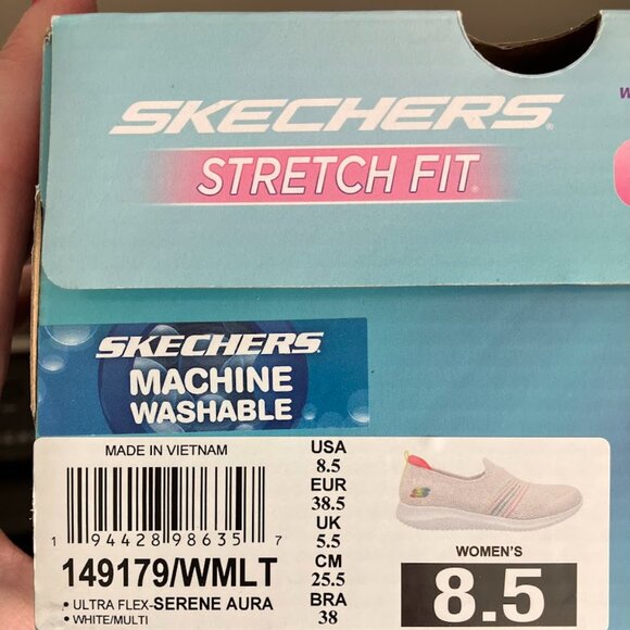 Skechers Ultra Flex Serene Aura Womens Sneakers Size 8.5 White/Multi Color New - Picture 8 of 8